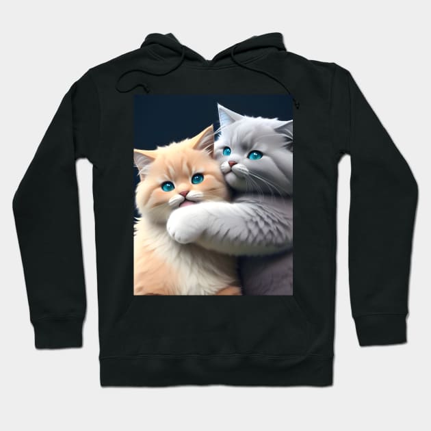 Adorable Kittens - Modern Digital Art Hoodie by Ai-michiart